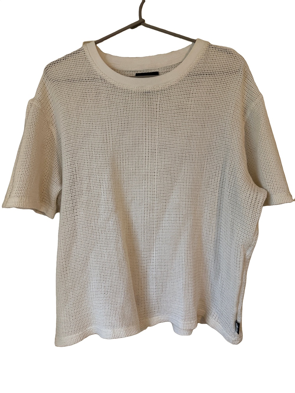 Stussy White Open Knit Mesh Short Sleeve Crewneck Shirt Tee - Size XL